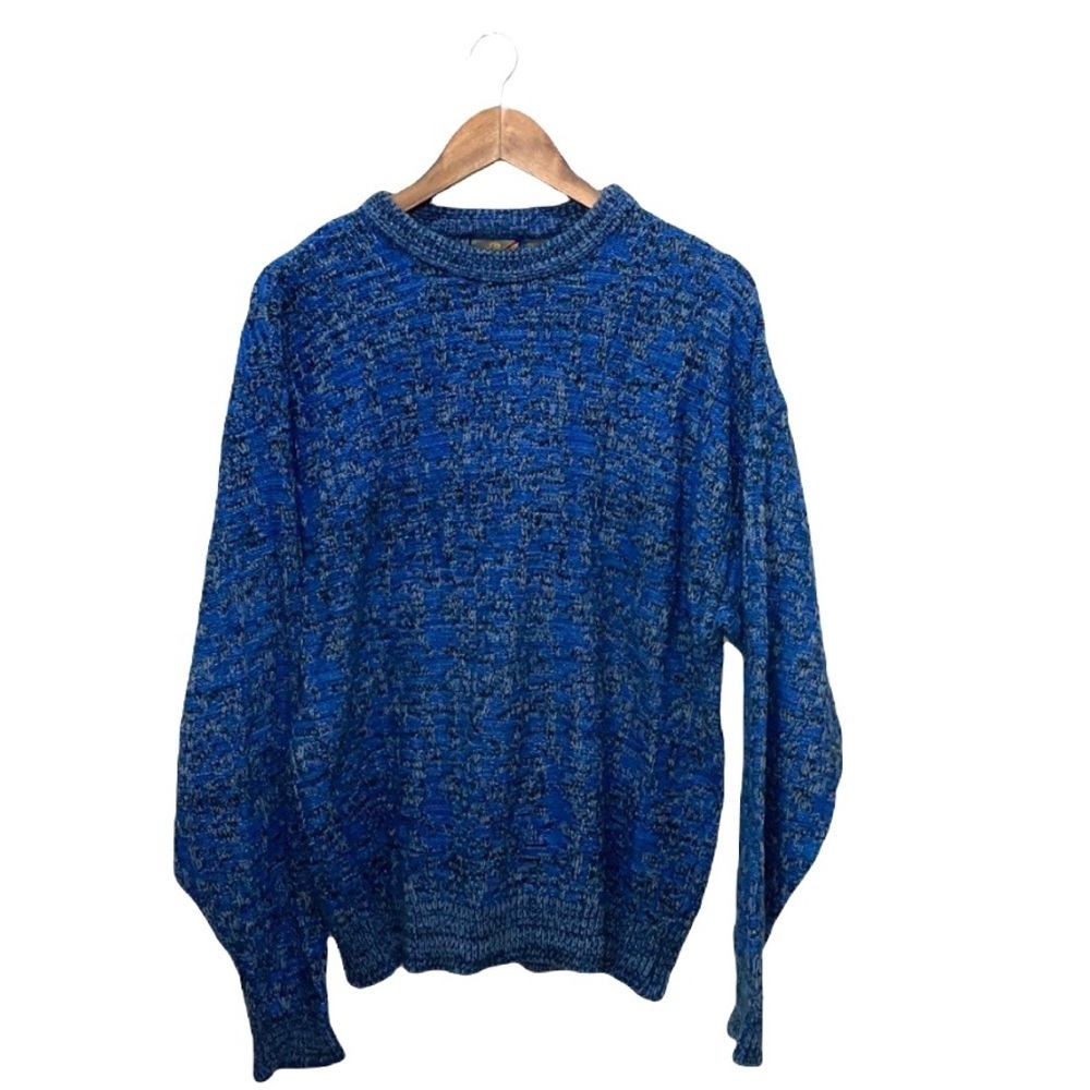 Vintage Blue Grandpa Sweater Oversized Trendy Fall Pumpkin Patch Retro Size XL